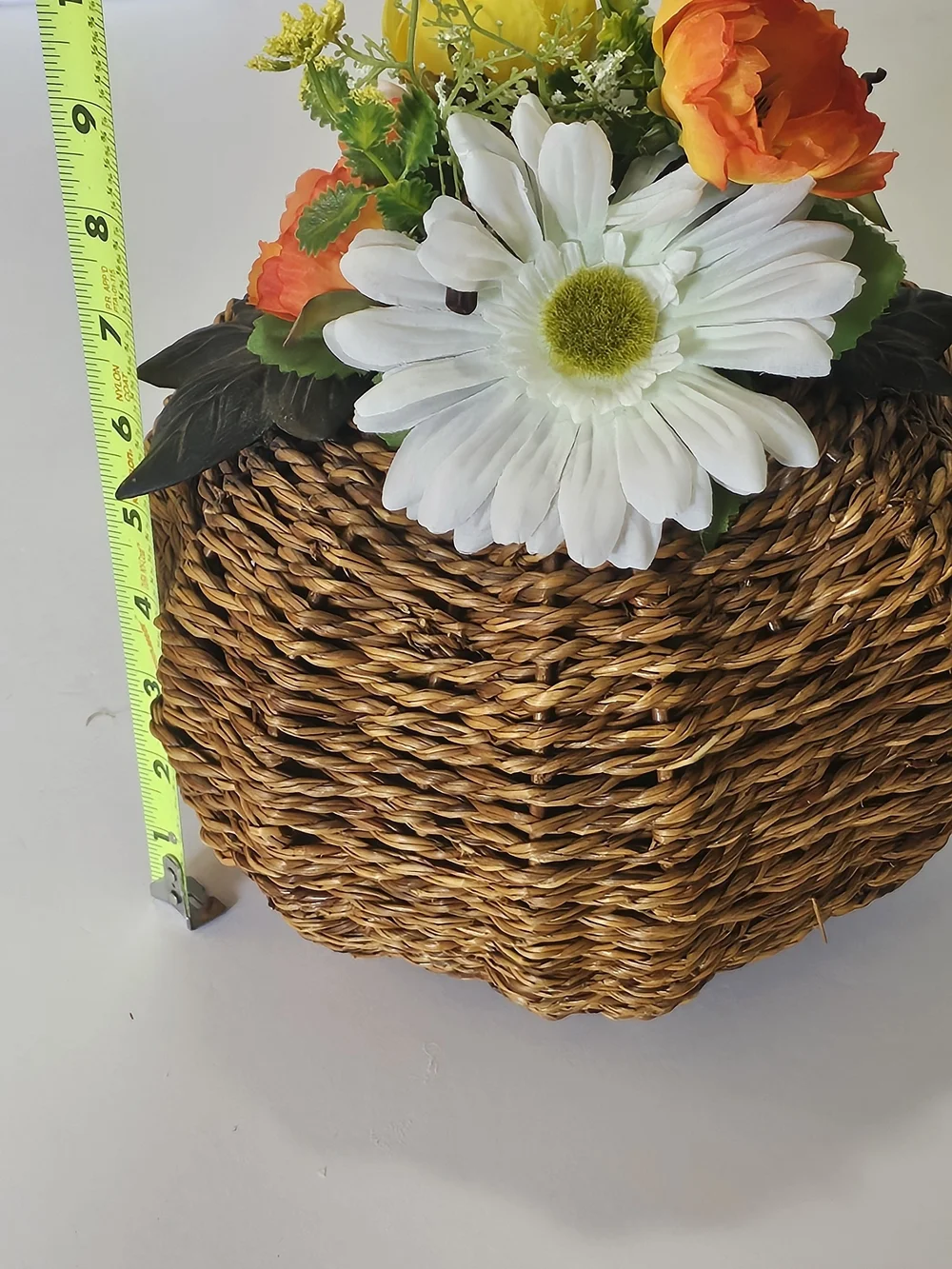 Woven Basket with Artificial Flowers Floral Decor